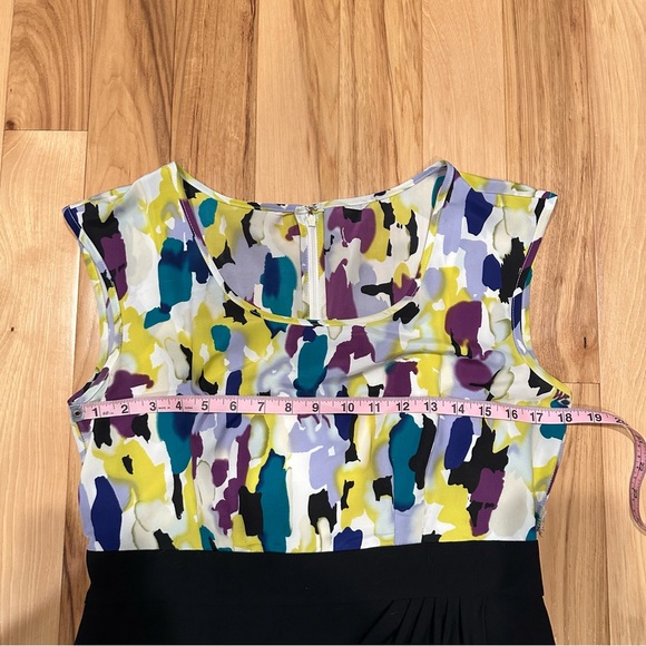 AB Studio Watercolor Abstract with Black Skirt Sleeveless Shift Dress - Picture 9 of 14